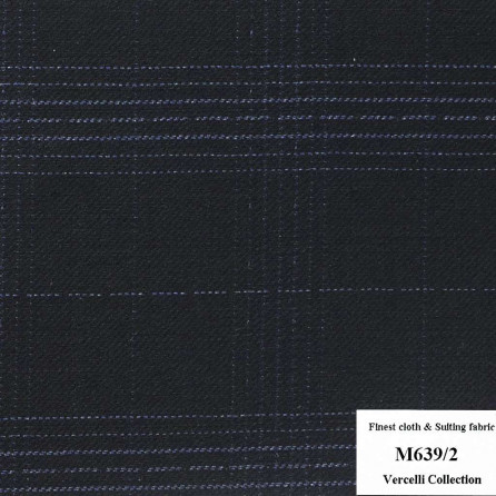 M639/2 Vercelli CXM - Vải Suit 95% Wool - Xanh Dương Caro